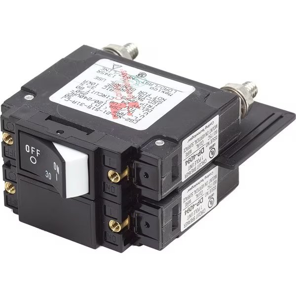 Circuit Breaker, 30A, 2 Pole, 250V AC, 5kA, Blue Sea Systems, Mfr#: 7466